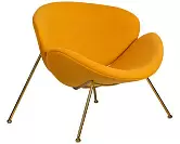Фото №3 Кресло дизайнерское DOBRIN EMILY желтая ткань AF13 золотое основание