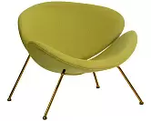 Фото №1 Кресло дизайнерское DOBRIN EMILY светло-зеленая ткань AF3 золотое основание
