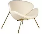 Кресло дизайнерское DOBRIN EMILY цвет сиденья белый YP17 цвет основания золотой